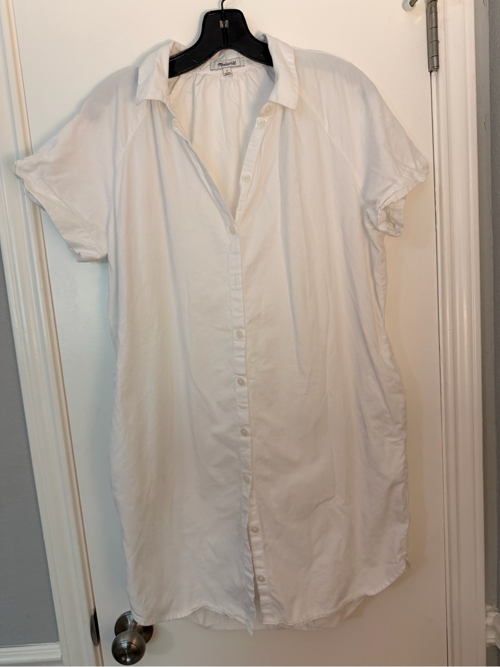 Madewell White Button-Front Shirt Dress